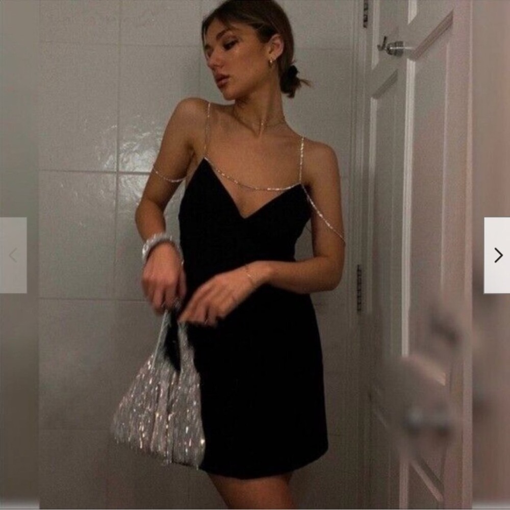 ZARA BLACK RHINESTONE JEWEL STRAP MINI DRESS SMALL